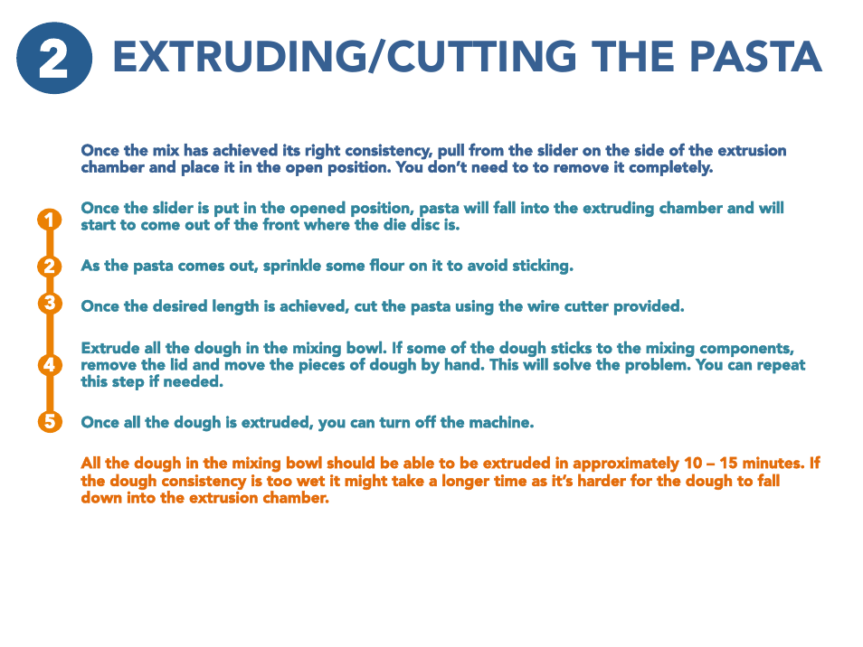 Extruding/cutting the pasta | Viante CUC-26PM Pasta Perfetto Quick Guide User Manual | Page 14 / 15