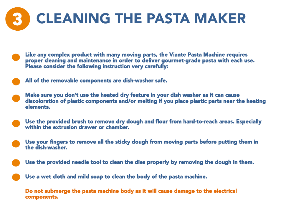 Cleaning the pasta maker | Viante CUC-26PM Pasta Perfetto Quick Guide User Manual | Page 15 / 15