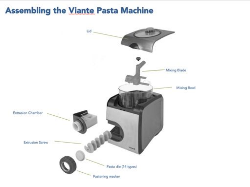 Assembling the viante pasta machine | Viante CUC-26PM Pasta Perfetto Quick Guide User Manual | Page 4 / 15