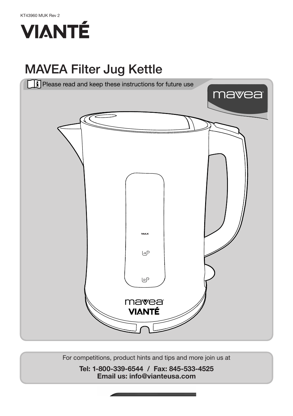 Viante CAF-20K Filter Kettle User Manual | 8 pages