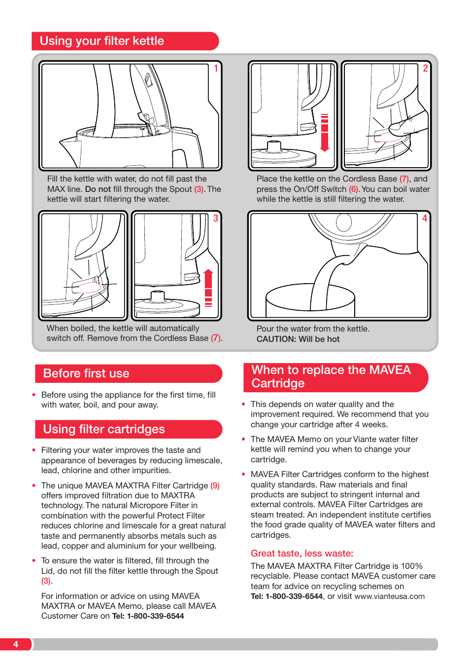 Using your filter kettle | Viante CAF-20K Filter Kettle User Manual | Page 4 / 8