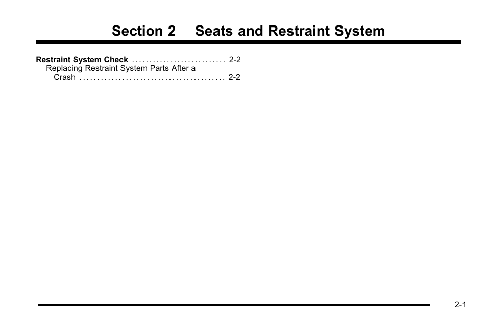 Seats and restraint system, Seats and restraint system -1 | Cadillac 2010 Escalade Hybrid User Manual | Page 11 / 112