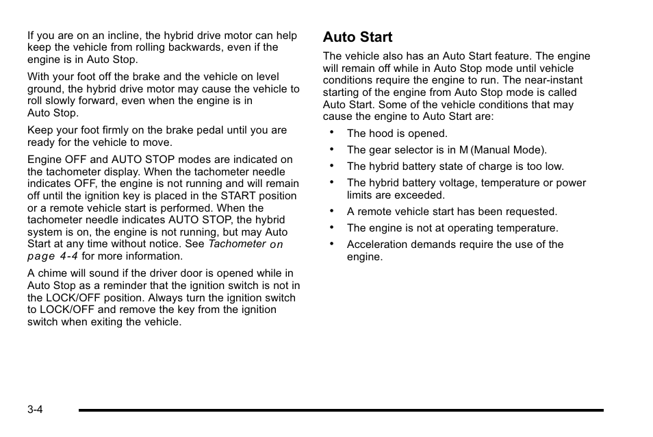 Auto start | Cadillac 2010 Escalade Hybrid User Manual | Page 16 / 112