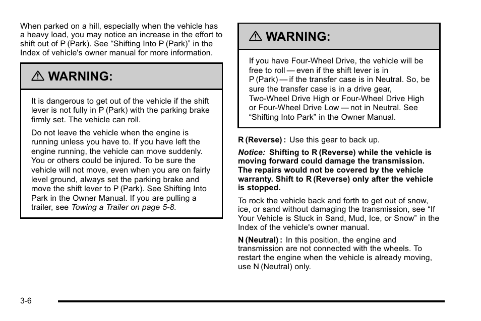 Warning | Cadillac 2010 Escalade Hybrid User Manual | Page 18 / 112