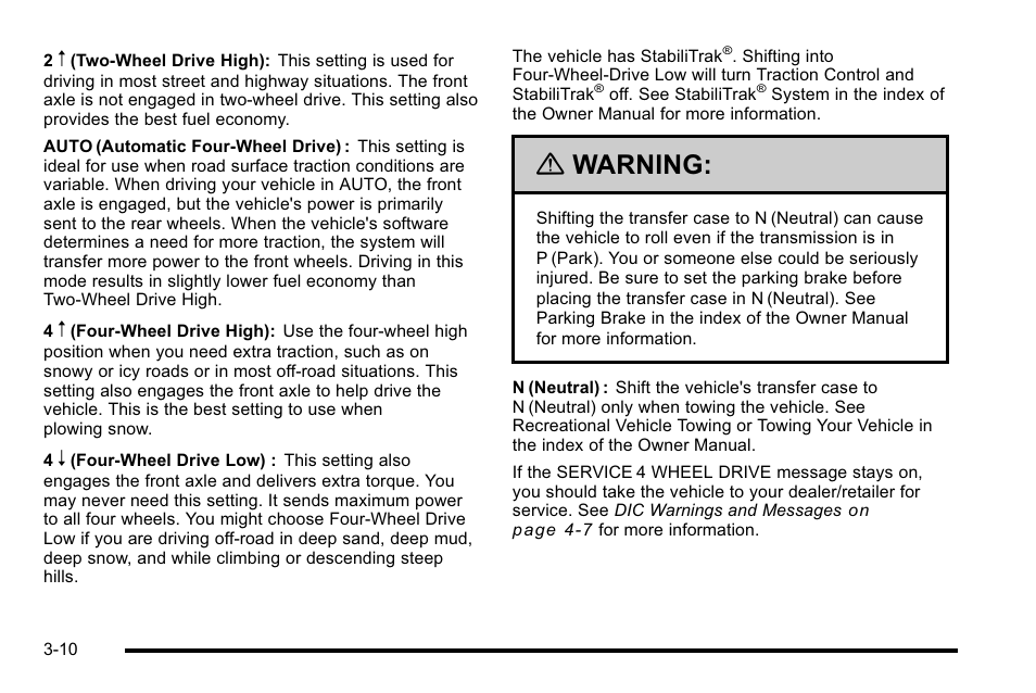 Warning | Cadillac 2010 Escalade Hybrid User Manual | Page 22 / 112