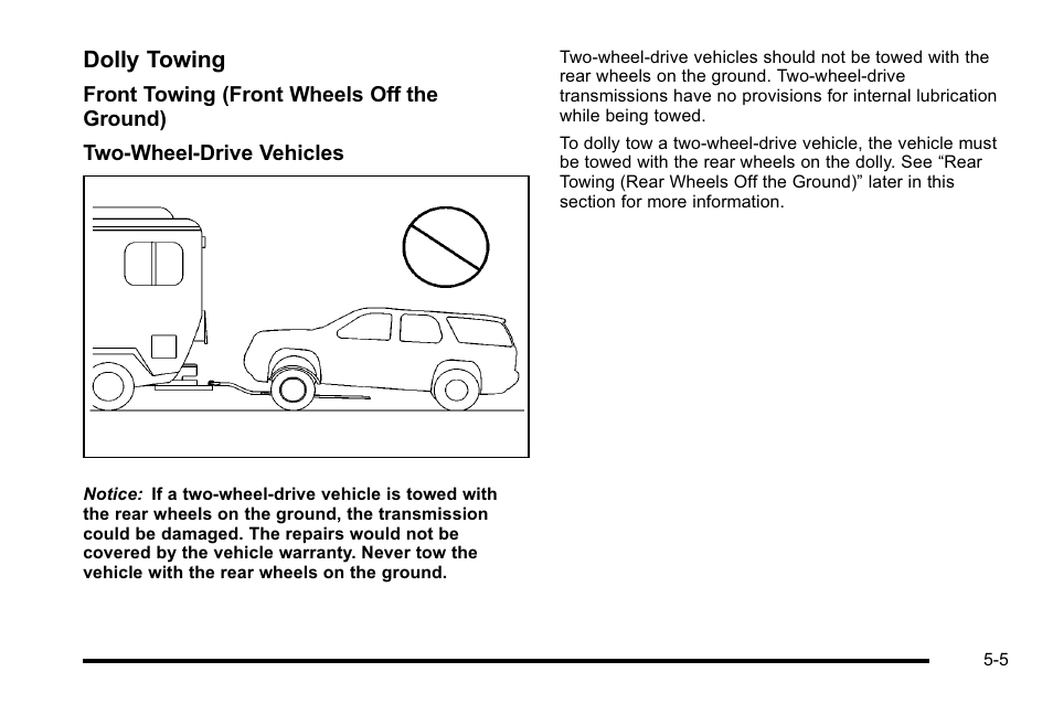 Dolly towing | Cadillac 2010 Escalade Hybrid User Manual | Page 45 / 112