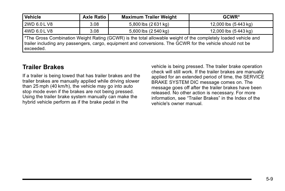 Trailer brakes | Cadillac 2010 Escalade Hybrid User Manual | Page 49 / 112