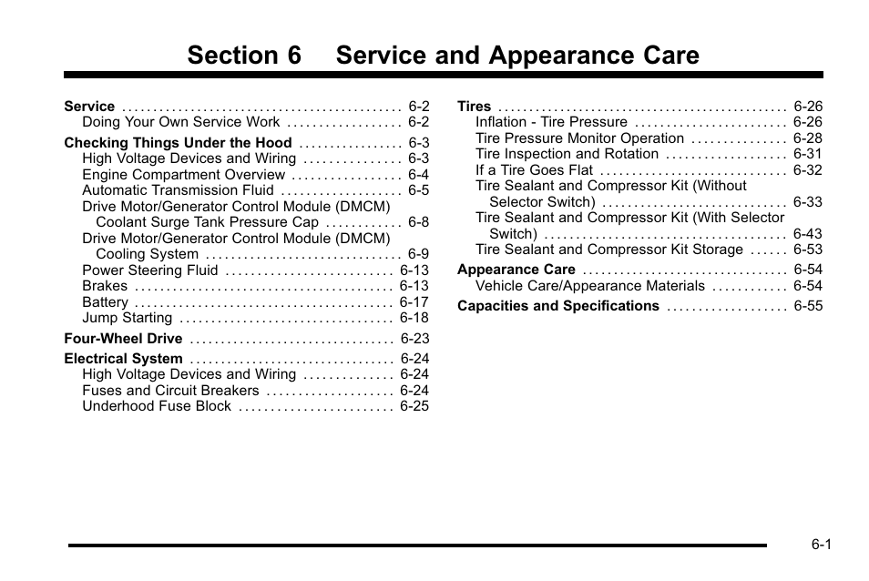 Service and appearance care, Service and appearance care -1 | Cadillac 2010 Escalade Hybrid User Manual | Page 51 / 112