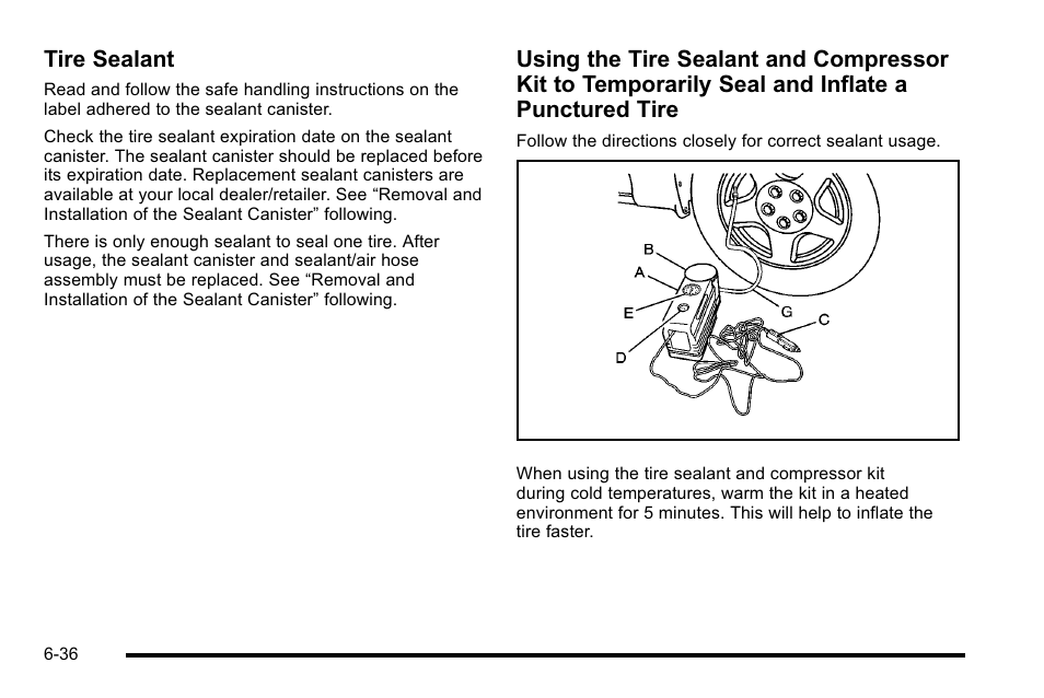 Tire sealant | Cadillac 2010 Escalade Hybrid User Manual | Page 86 / 112