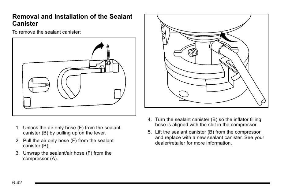Removal and installation of the sealant canister | Cadillac 2010 Escalade Hybrid User Manual | Page 92 / 112