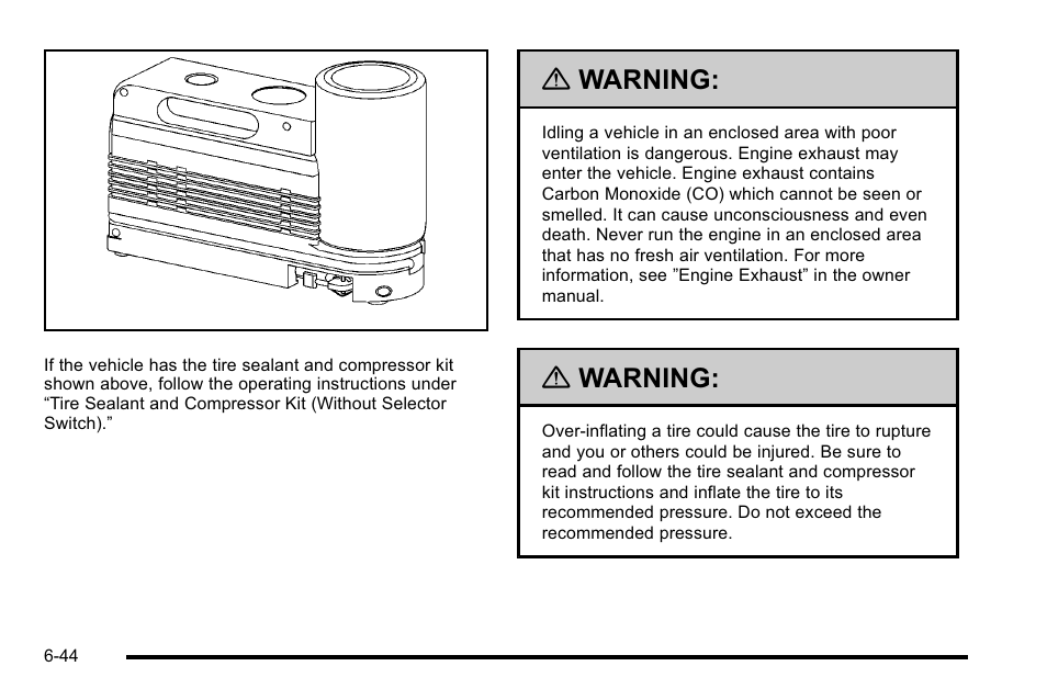 Warning | Cadillac 2010 Escalade Hybrid User Manual | Page 94 / 112