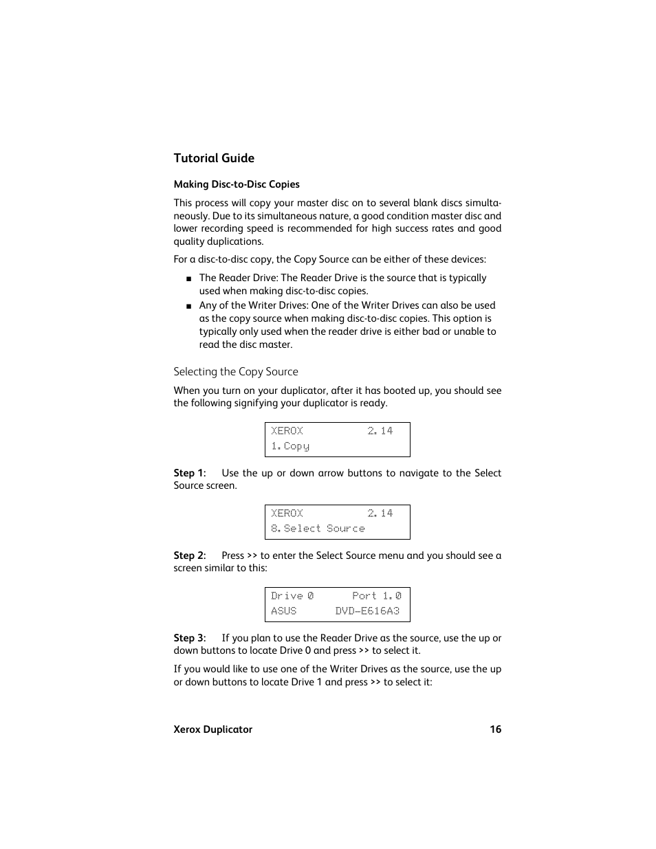 Tutorial guide, Making disc-to-disc copies | Vinpower Digital Xerox Standard User Manual | Page 16 / 74