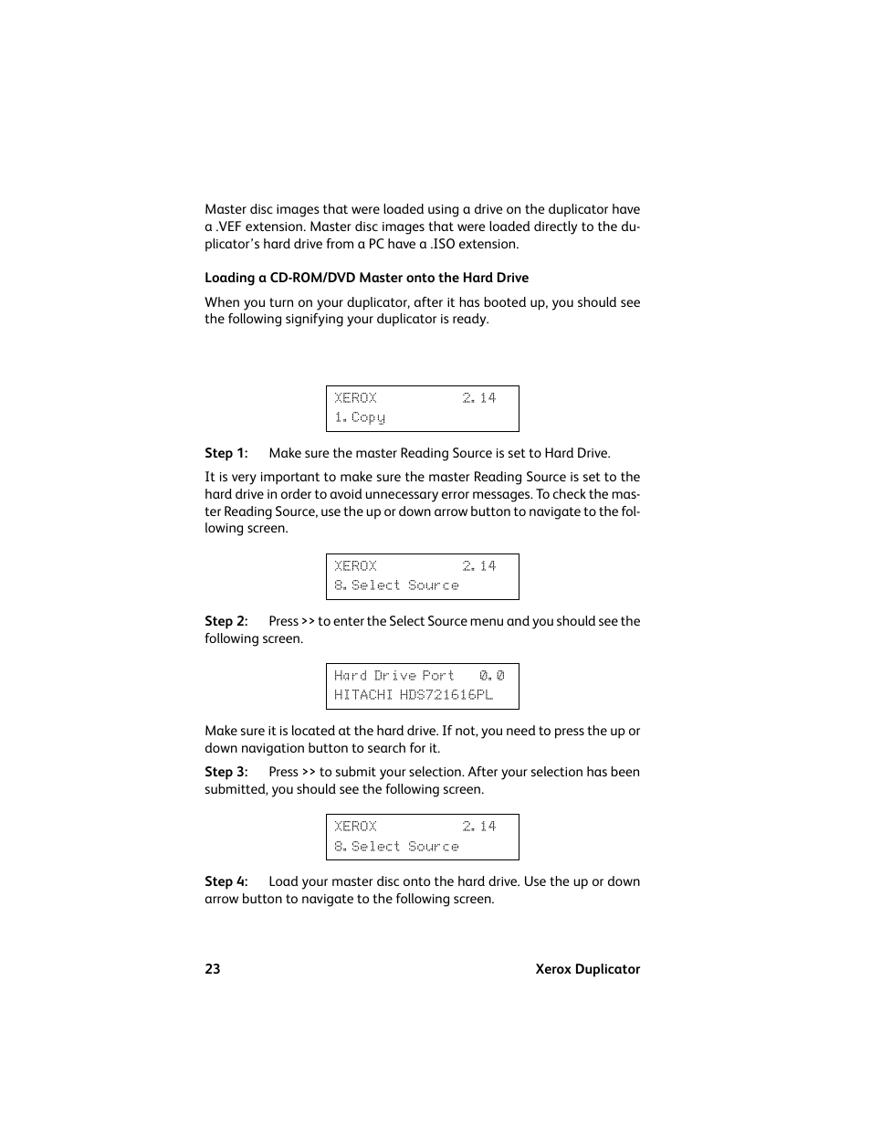 Loading a cd-rom/dvd master onto the hard drive | Vinpower Digital Xerox Standard User Manual | Page 23 / 74