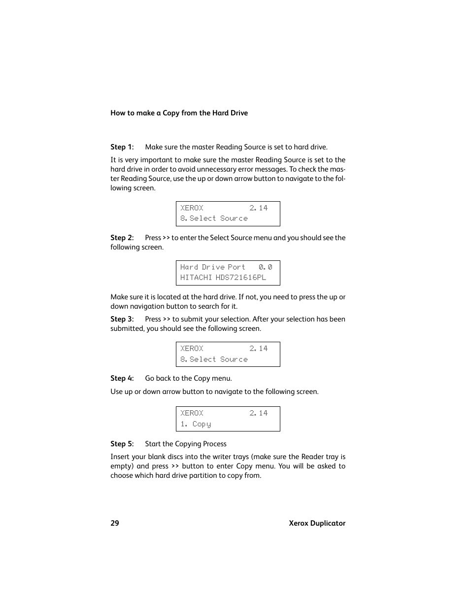 How to make a copy from the hard drive | Vinpower Digital Xerox Standard User Manual | Page 29 / 74