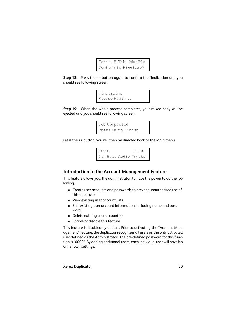 Introduction to the account management feature | Vinpower Digital Xerox Standard User Manual | Page 50 / 74