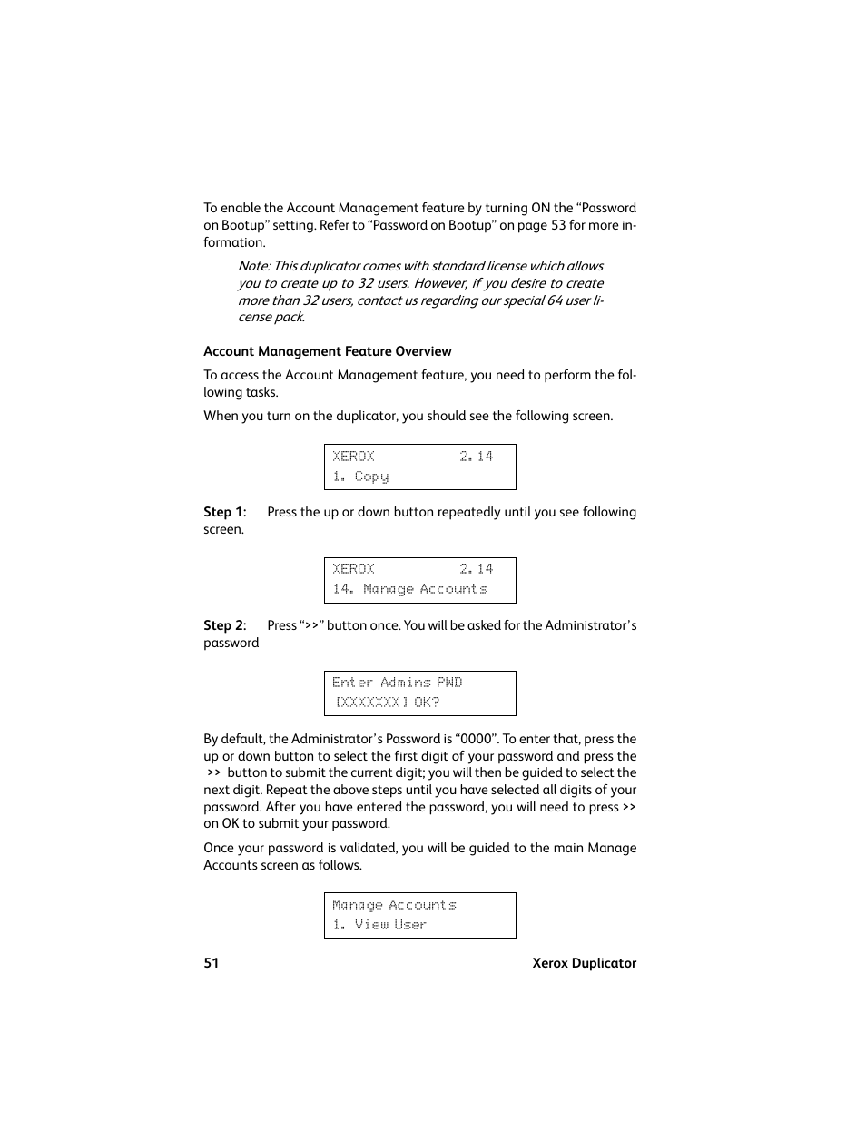 Account management feature overview | Vinpower Digital Xerox Standard User Manual | Page 51 / 74