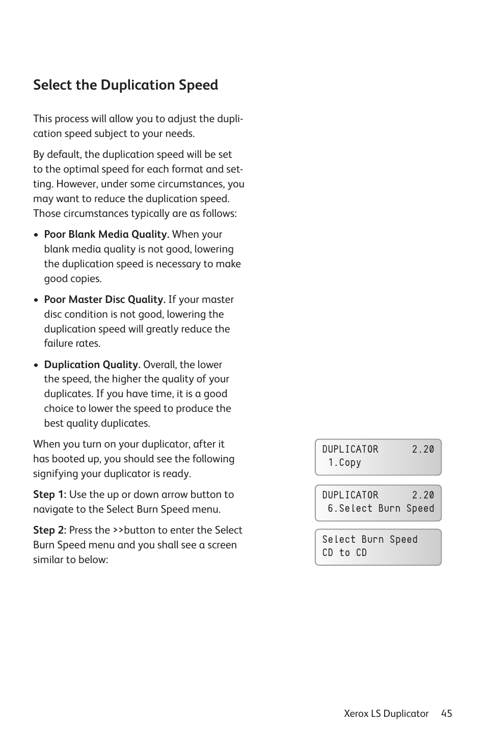Select the duplication speed | Vinpower Digital Xerox LightScribe Series User Manual | Page 45 / 85