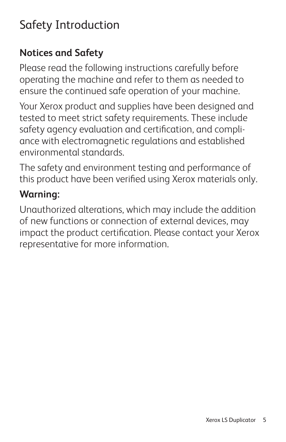 Safety introduction | Vinpower Digital Xerox LightScribe Series User Manual | Page 5 / 85