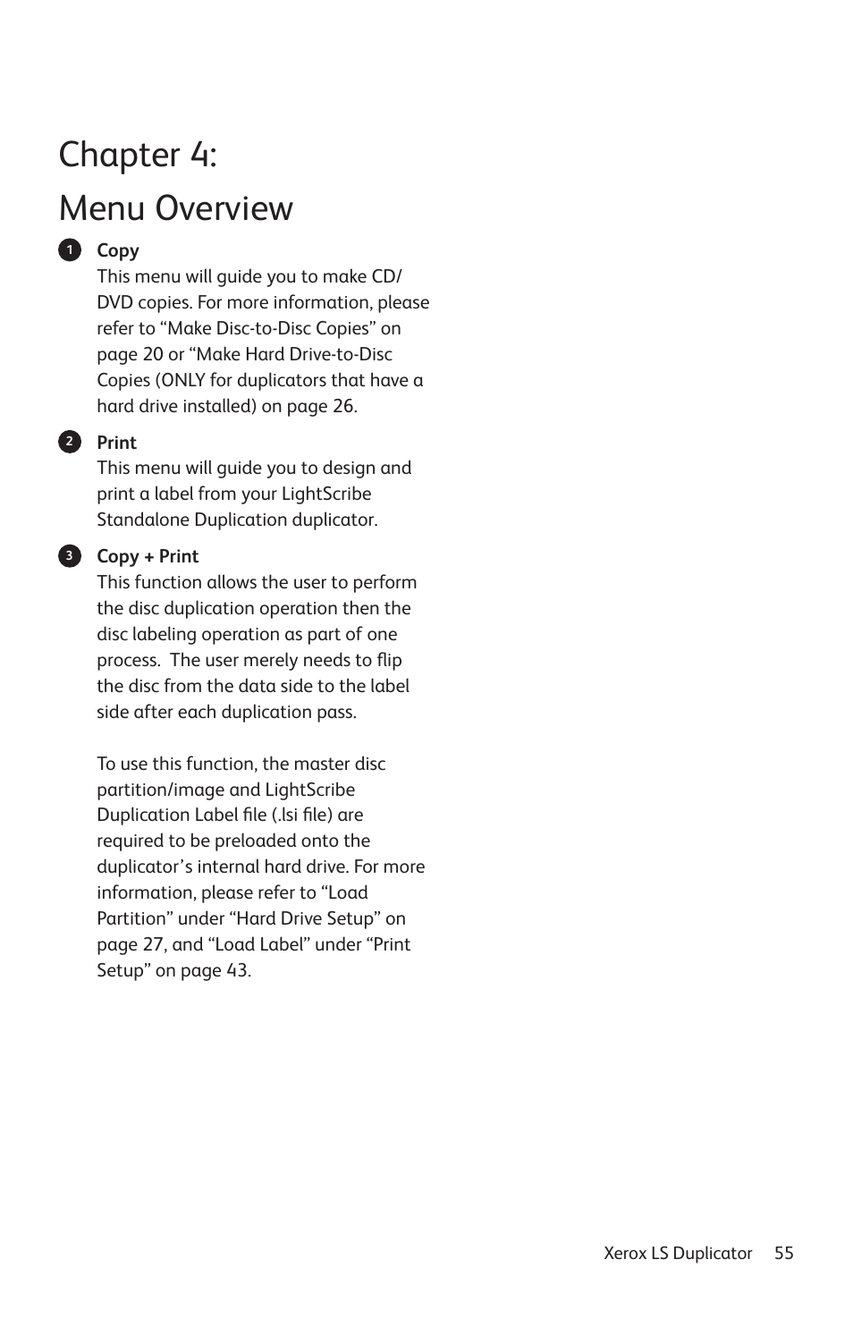 Chapter 4: menu overview | Vinpower Digital Xerox LightScribe Series User Manual | Page 55 / 85