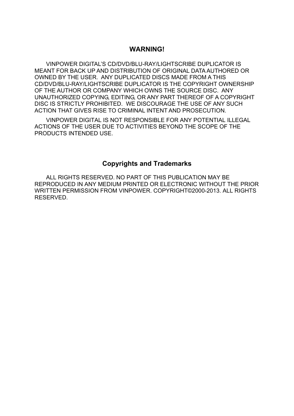 Vinpower Digital Titan Lightscribe Autoloader User Manual | Page 2 / 64