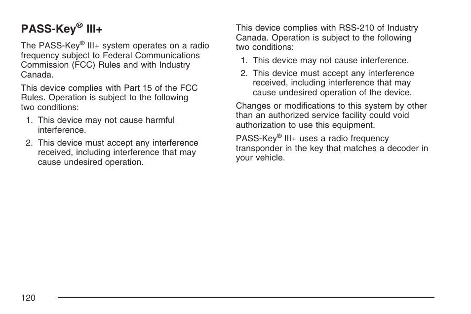 Pass-key® iii, Pass-key | Cadillac 2007 User Manual | Page 120 / 580