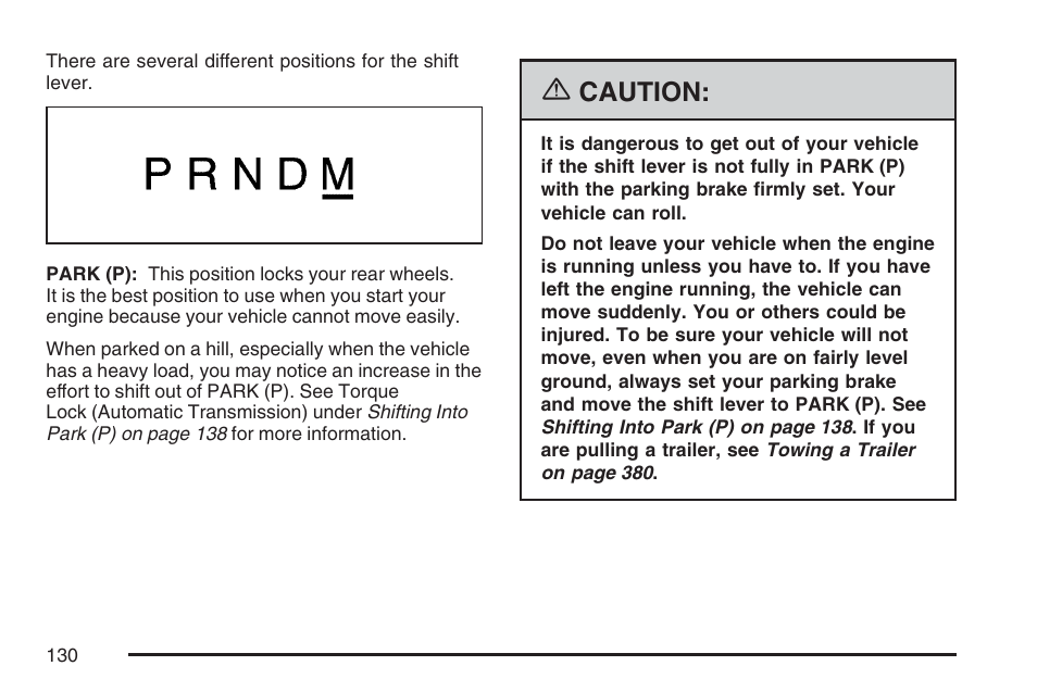 Caution | Cadillac 2007 User Manual | Page 130 / 580