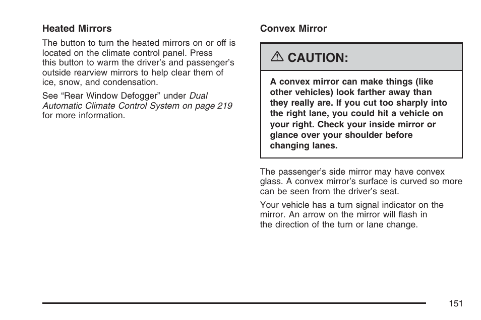 Caution | Cadillac 2007 User Manual | Page 151 / 580