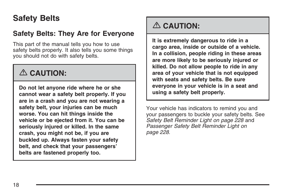 Safety belts, Safety belts: they are for everyone | Cadillac 2007 User Manual | Page 18 / 580