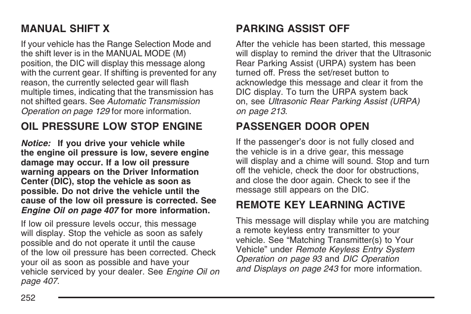 Cadillac 2007 User Manual | Page 252 / 580