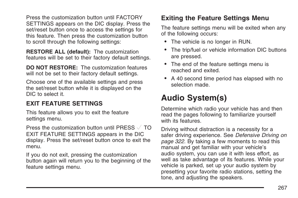 Audio system(s) | Cadillac 2007 User Manual | Page 267 / 580