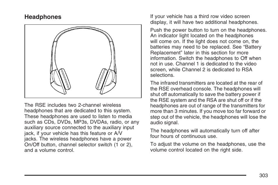 Headphones | Cadillac 2007 User Manual | Page 303 / 580