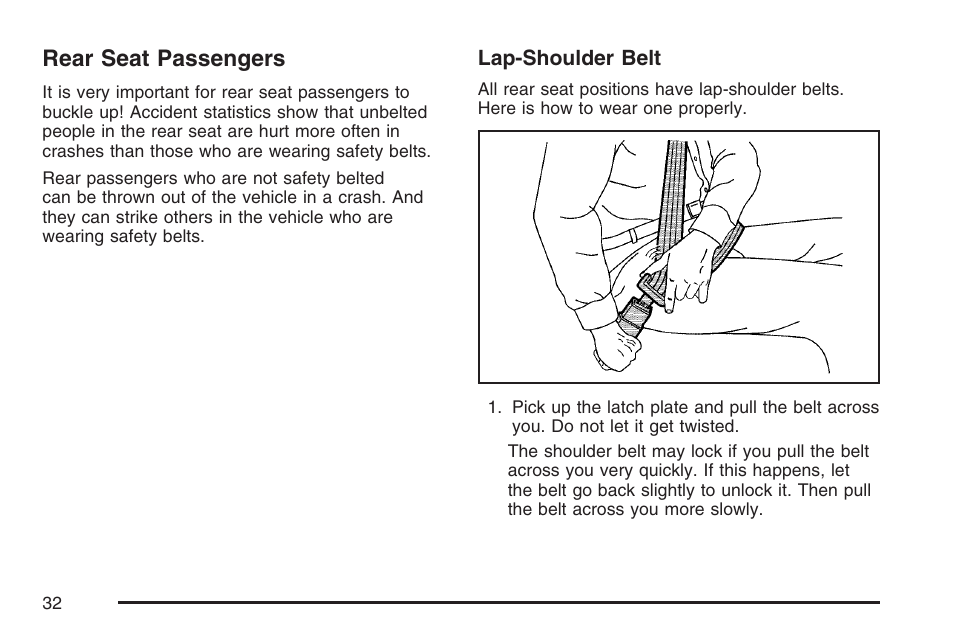 Rear seat passengers | Cadillac 2007 User Manual | Page 32 / 580