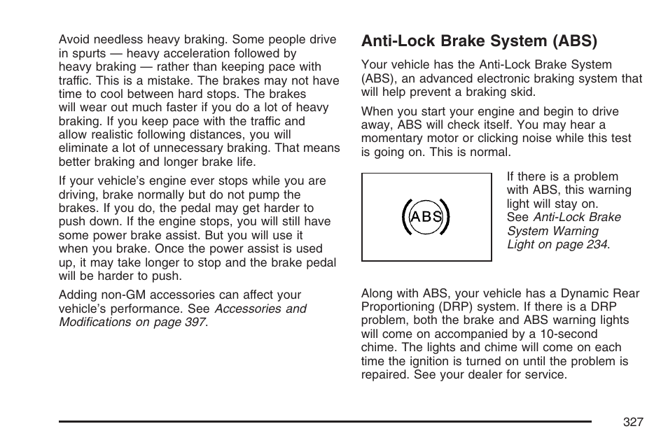 Anti-lock brake system (abs) | Cadillac 2007 User Manual | Page 327 / 580