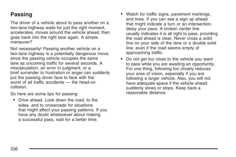 Passing | Cadillac 2007 User Manual | Page 336 / 580