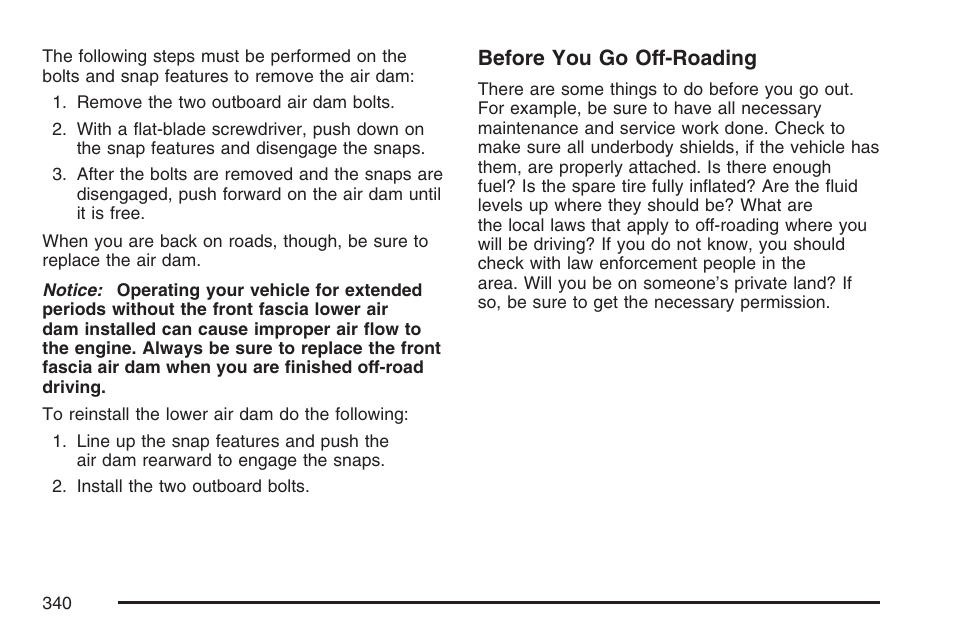 Before you go off-roading | Cadillac 2007 User Manual | Page 340 / 580