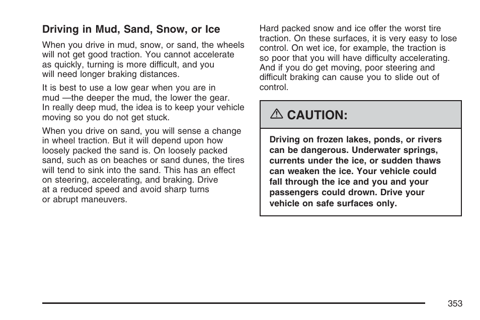 Caution | Cadillac 2007 User Manual | Page 353 / 580