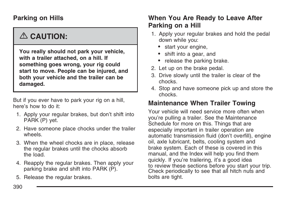 Caution | Cadillac 2007 User Manual | Page 390 / 580