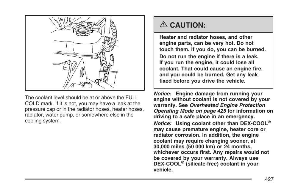 Caution | Cadillac 2007 User Manual | Page 427 / 580