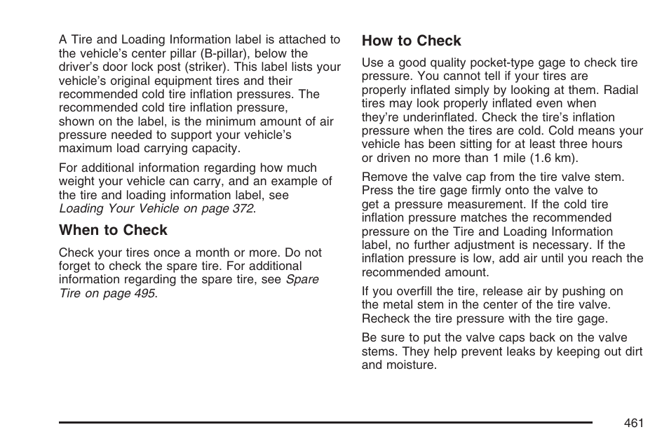 Cadillac 2007 User Manual | Page 461 / 580
