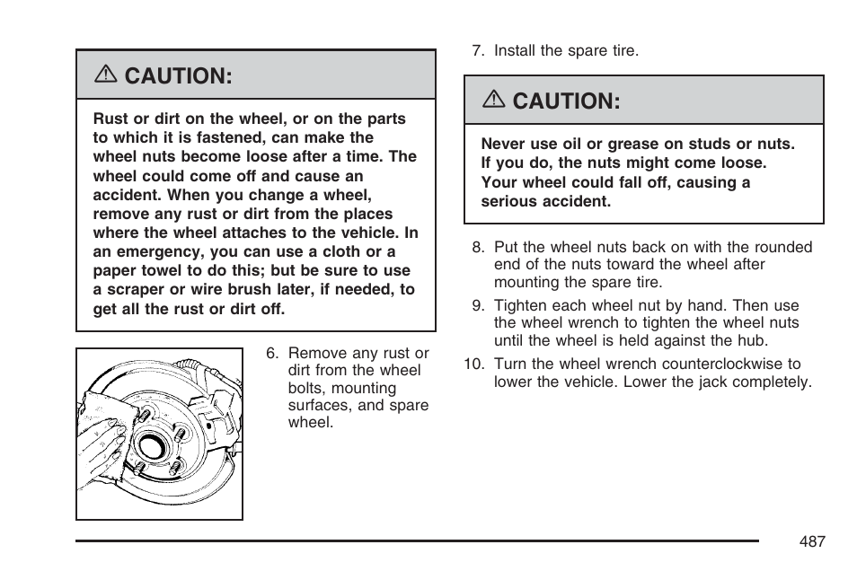 Caution | Cadillac 2007 User Manual | Page 487 / 580