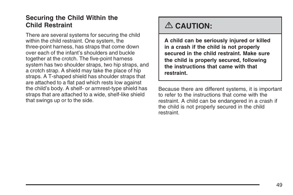 Caution | Cadillac 2007 User Manual | Page 49 / 580