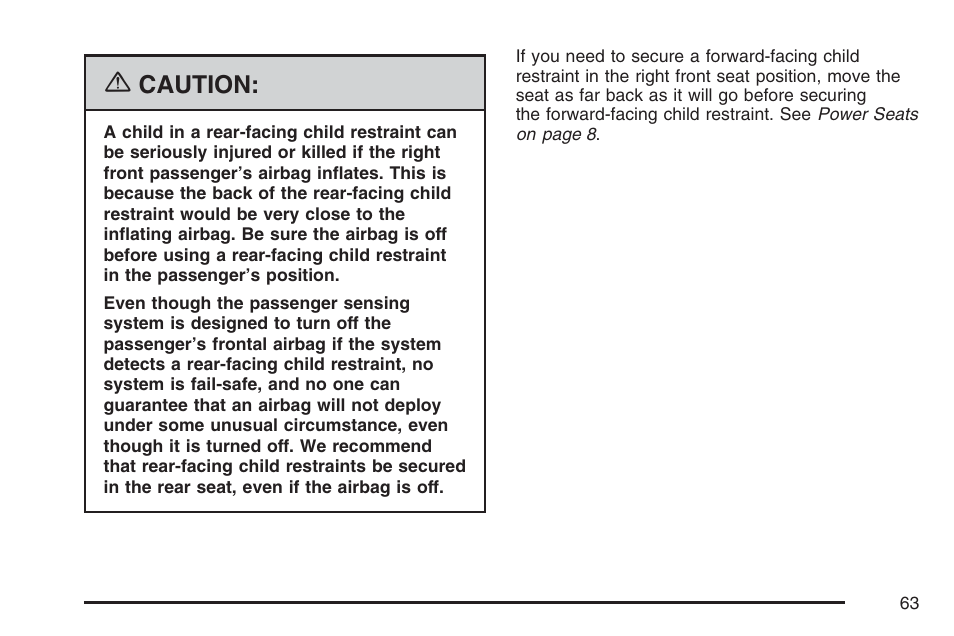 Caution | Cadillac 2007 User Manual | Page 63 / 580