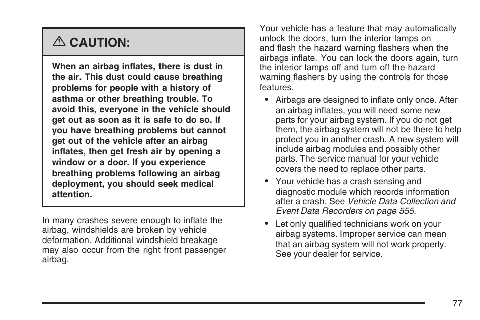 Caution | Cadillac 2007 User Manual | Page 77 / 580