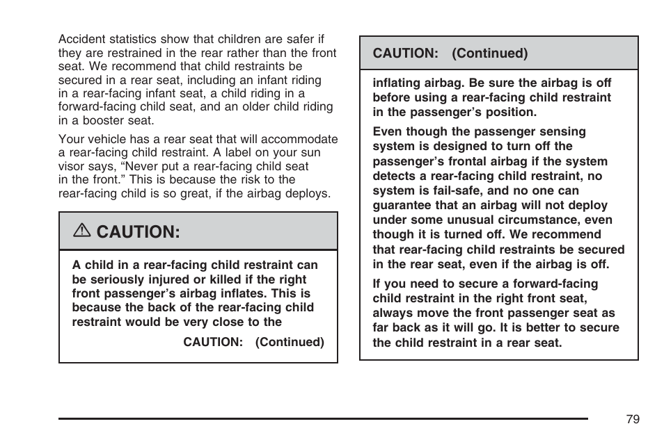 Caution | Cadillac 2007 User Manual | Page 79 / 580