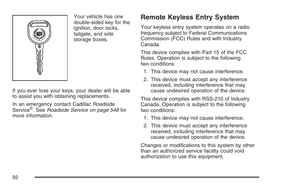Remote keyless entry system | Cadillac 2007 User Manual | Page 92 / 580