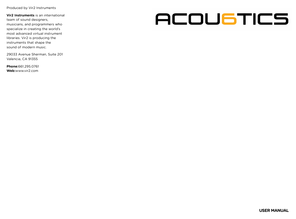 Vir2 Instruments Acou6tics Manual User Manual | Page 2 / 39