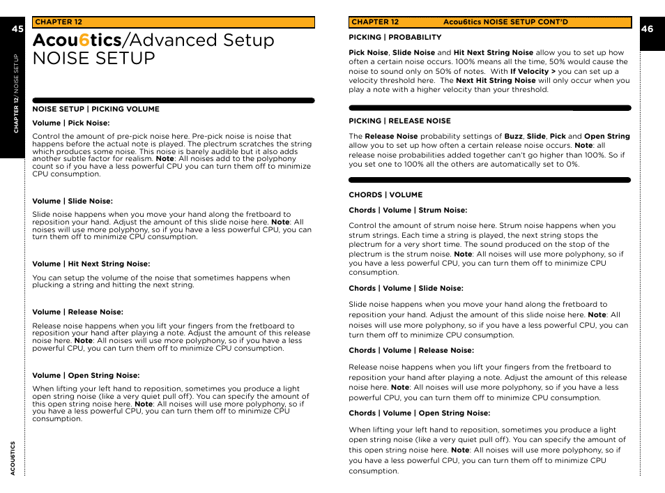 Acou 6 tics /advanced setup noise setup | Vir2 Instruments Acou6tics Manual User Manual | Page 26 / 39