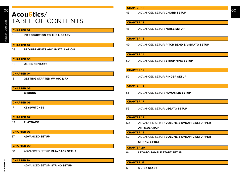 Acou 6 tics / table of contents | Vir2 Instruments Acou6tics Manual User Manual | Page 3 / 39