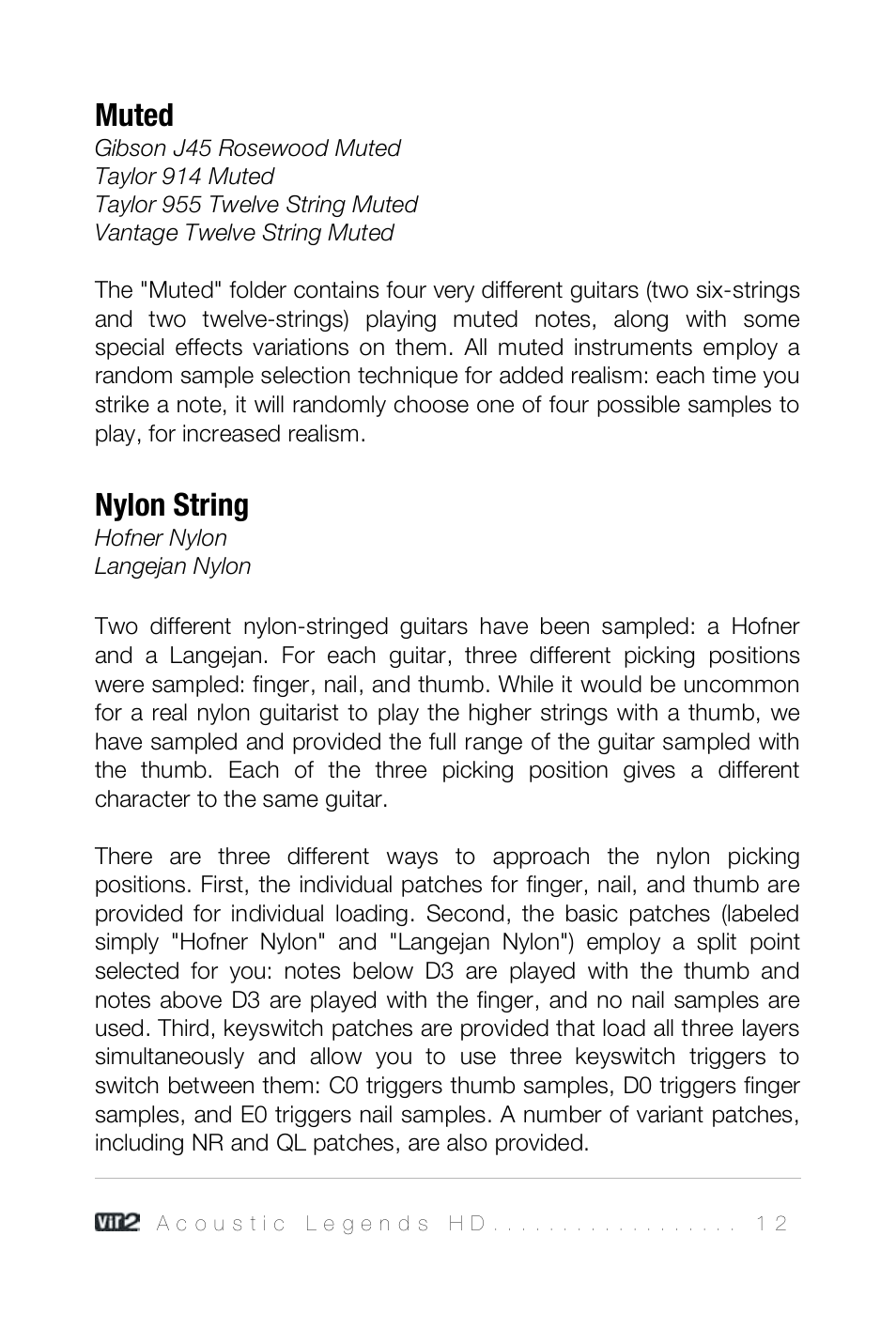 Muted, Nylon string | Vir2 Instruments Acoustic Legends HD User Manual | Page 12 / 74