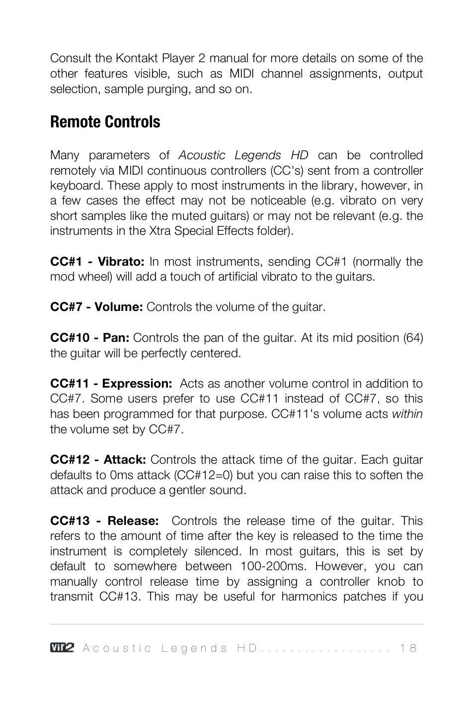 Remote controls | Vir2 Instruments Acoustic Legends HD User Manual | Page 18 / 74